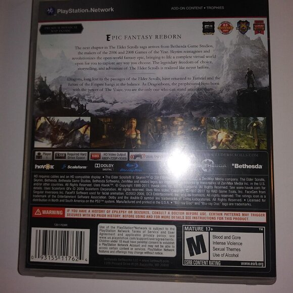 Playstation 3 PS3 Skyrim The Elder Scrolls V Video Game Bethesda 2011 - Picture 6 of 10